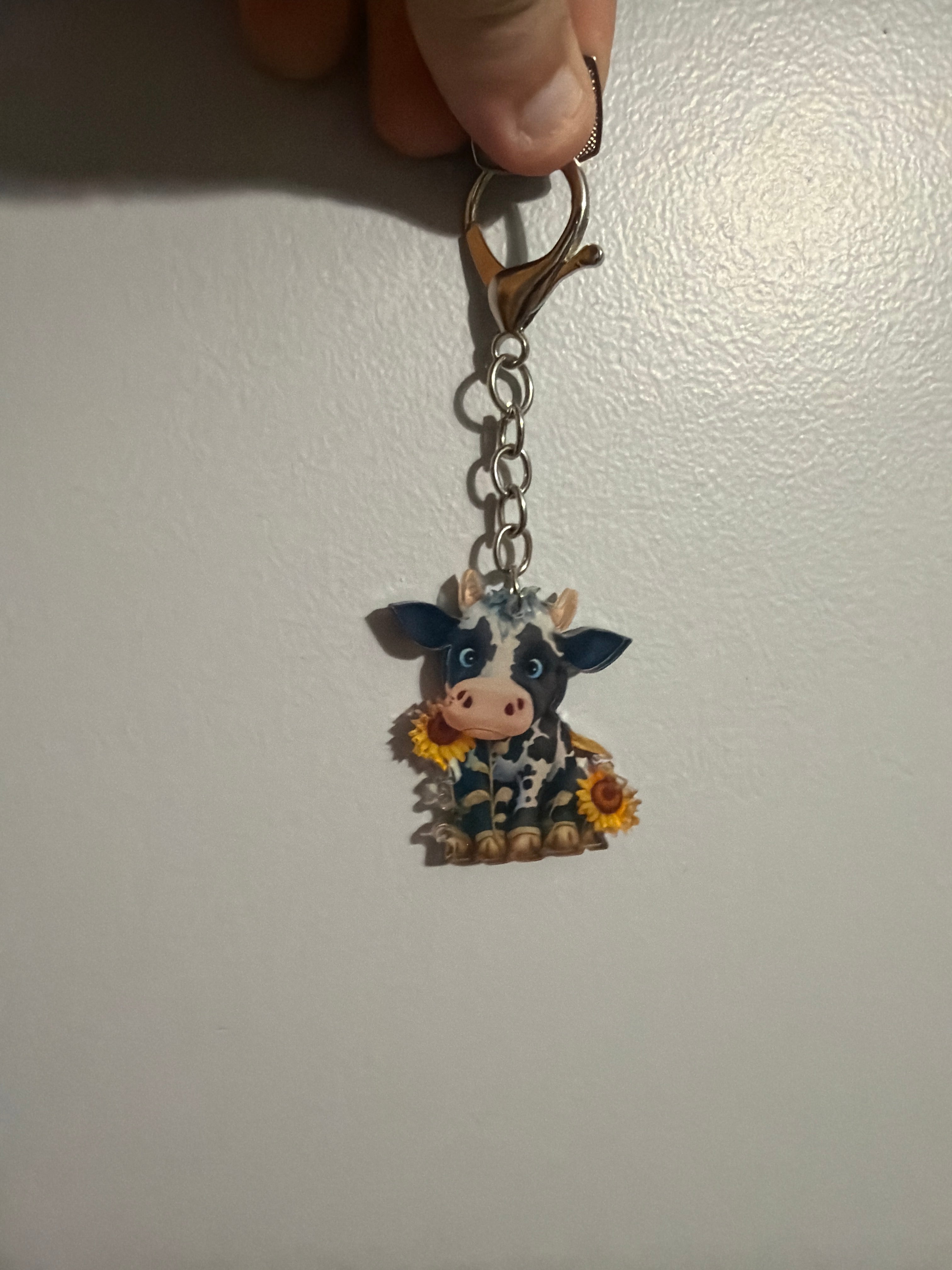 Cute Cow, Sunflower Keychain￼