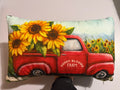 Sunflower Red Truck Pillow